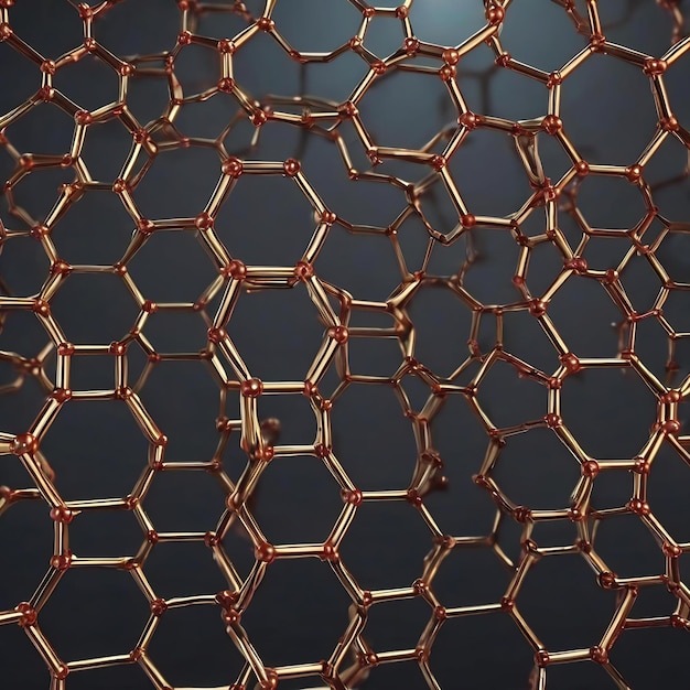 3d illustration structure of the graphene or carbon surface abstract nanotechnology hexagonal geome