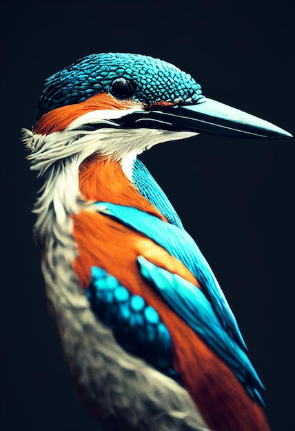 3d illustration of stunning kingfisher bird closeup colorful