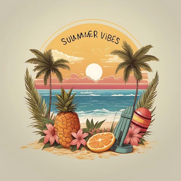 3d illustration summer vibes desing