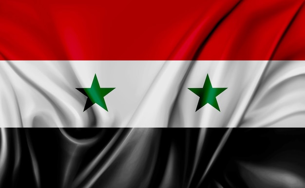 3D illustration of the syria flag waving texture