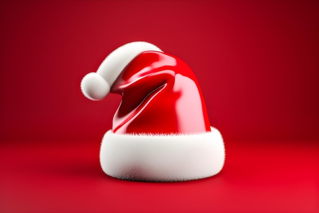 3D illustration of threedimensional Christmas Santa Claus hats generated ai