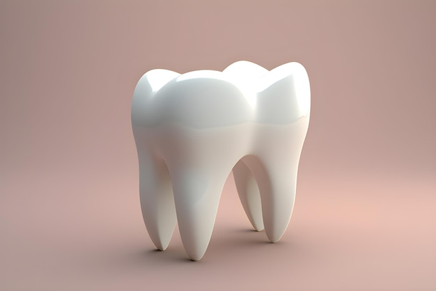 3D illustration of a tooth model on a beige background generated by AI