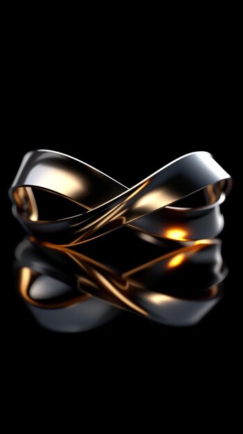 3d illustration of two gold rings on a black background with reflection