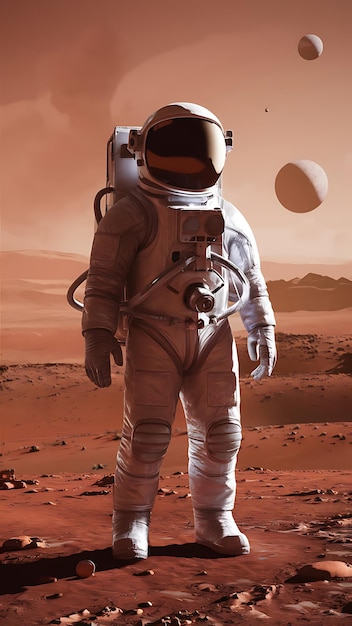 3d illustration vector concept of an astronaut on mars background