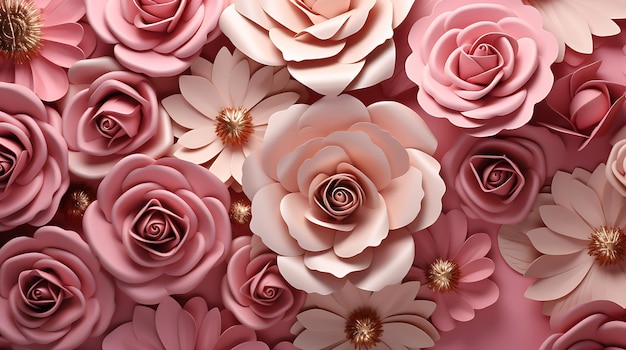 3D illustration wallpaper flower pattern seamless pink