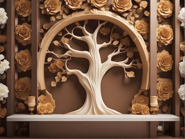 3d illustration wallpaper flower tree wood luxury