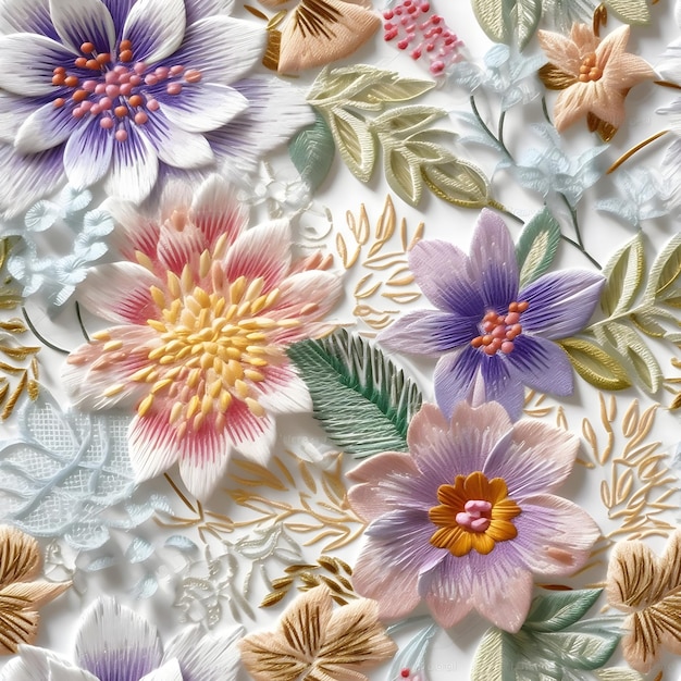 3d illustration wallpaper pressed flower pattern