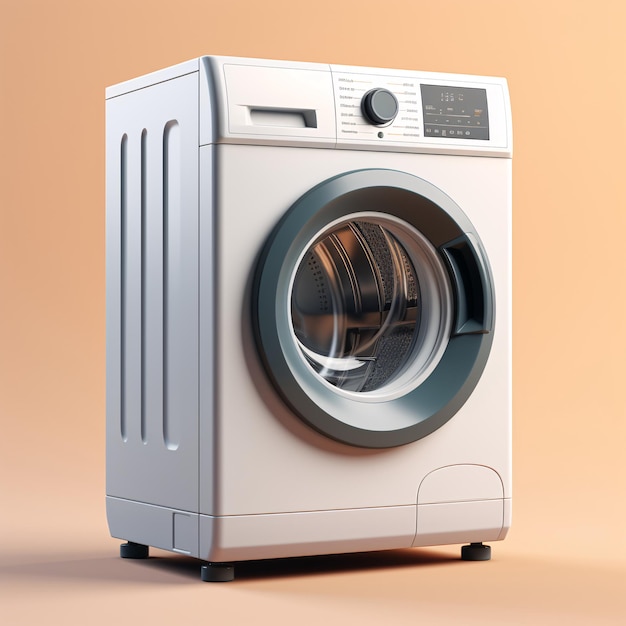 3d illustration of washing machine on solid color background housework concept