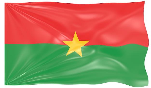 3d Illustration of a Waving Flag of Burkina Faso