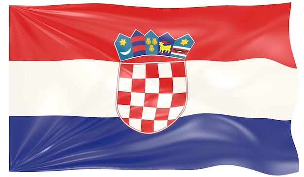 3d Illustration of a Waving Flag of Croatia