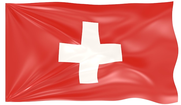 3d Illustration of a Waving Flag of Switzerland