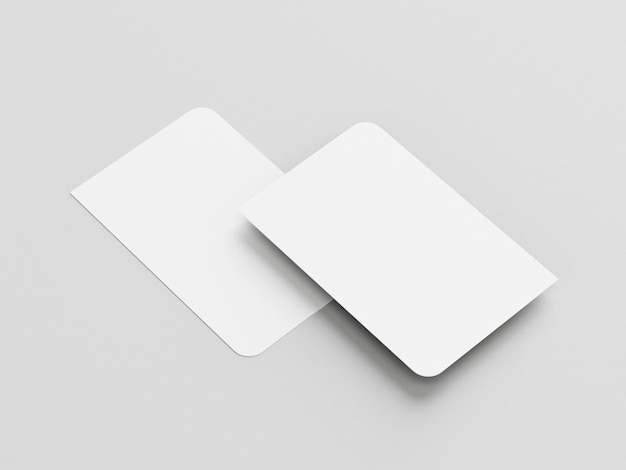 3D illustration White business card on white background