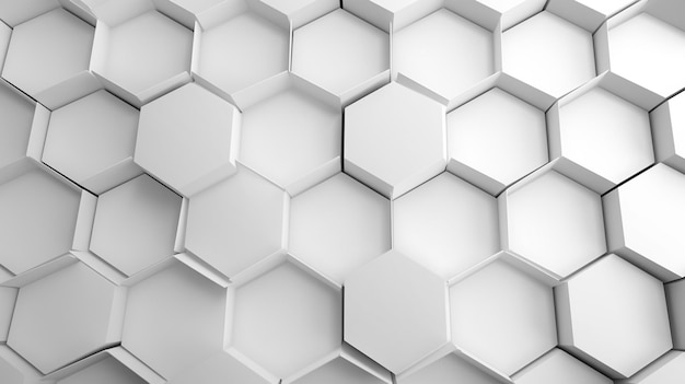 3D illustration white geometric hexagon abstract background Surface hexagon pattern hexagonal honeycomb Generative AI