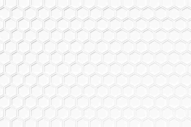 3d illustration of a white honeycomb Pattern of simple geometric hexagonal shapes mosaic background