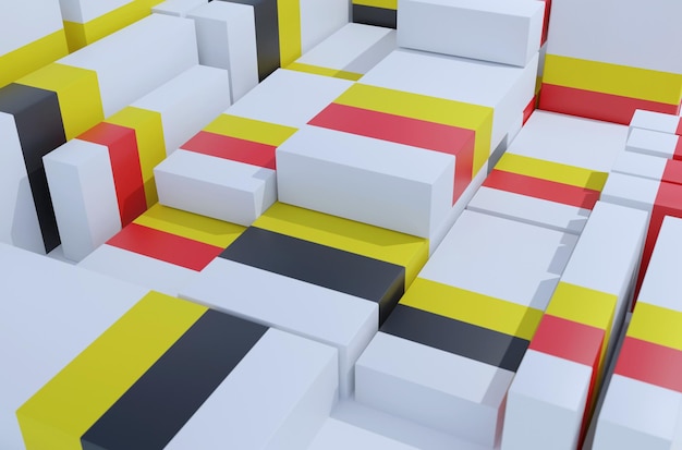 3d illustration of white medicine boxes with colored stripes on white surface with shadow