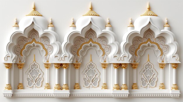 3d illustration White Oriental arcade palace in the Arab style