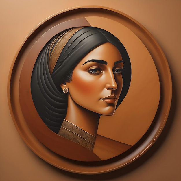 3d illustration women hijab islamic Arabia wooden luxury