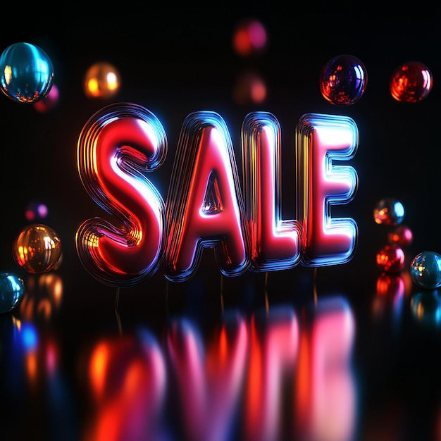 Photo 3d illustration of the word sale with flying percentages eyecatching design