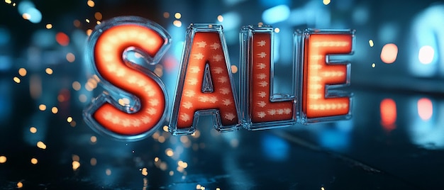 Photo 3d illustration of the word sale with flying percentages eyecatching design