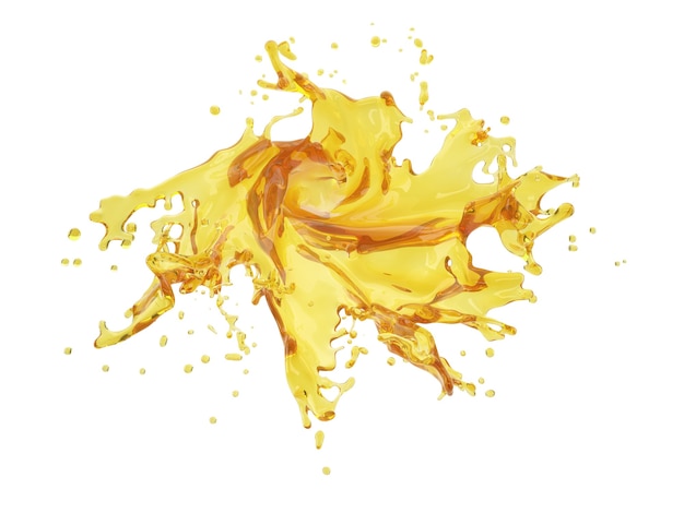 3d illustration of yellow splash on white background with clipping path