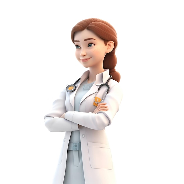 3d illustration of young doctor with stethoscope Isolated white background