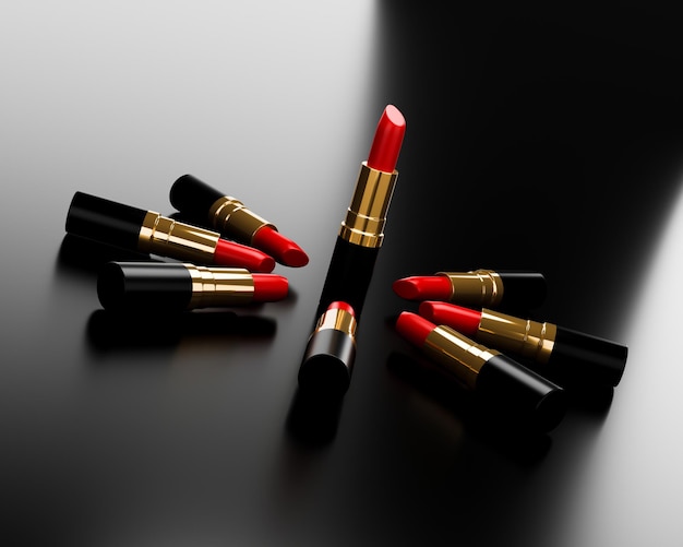 3d illustrationlipstick product located on the floor