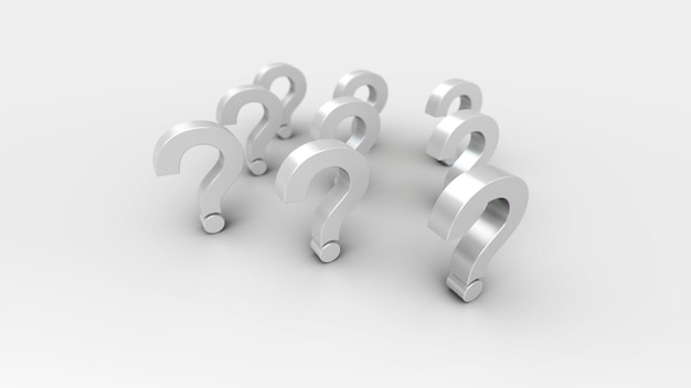 3D illustrations white question mark group for business corporate and advertising