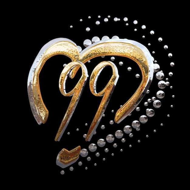 3D ILLUSTRATIONTEXT EFFECT GOLD AND SILVER 99 YEAR ANNIVERSARY DATE