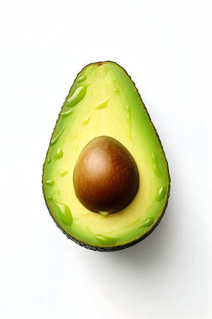 a 3D image of an avocado white background