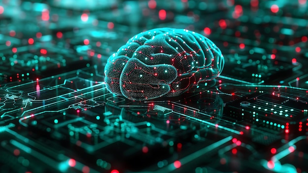 a 3d image of a brain with the words brain on the screen