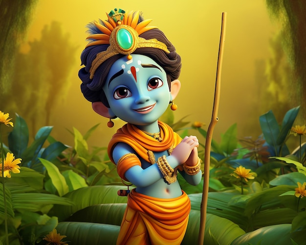 3D image of cartoon Krishna