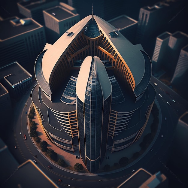 3d image of modern architecture building Modern architecture buildings are characterized minimalist