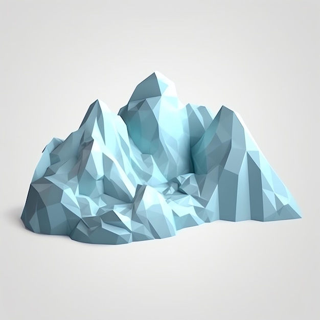 A 3d image of a mountain with blue ice on it.