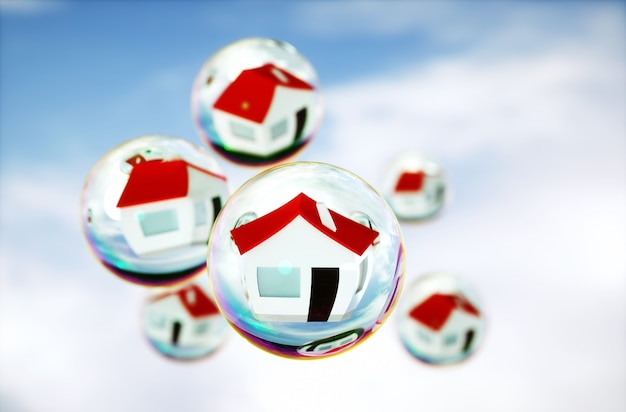 3D Image of real-estate (house) bubbles