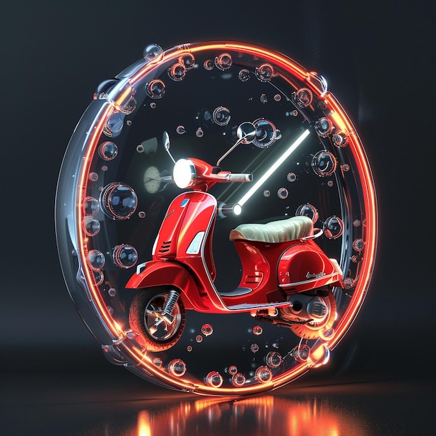 3D image of a red vespa illuminated by oxygen