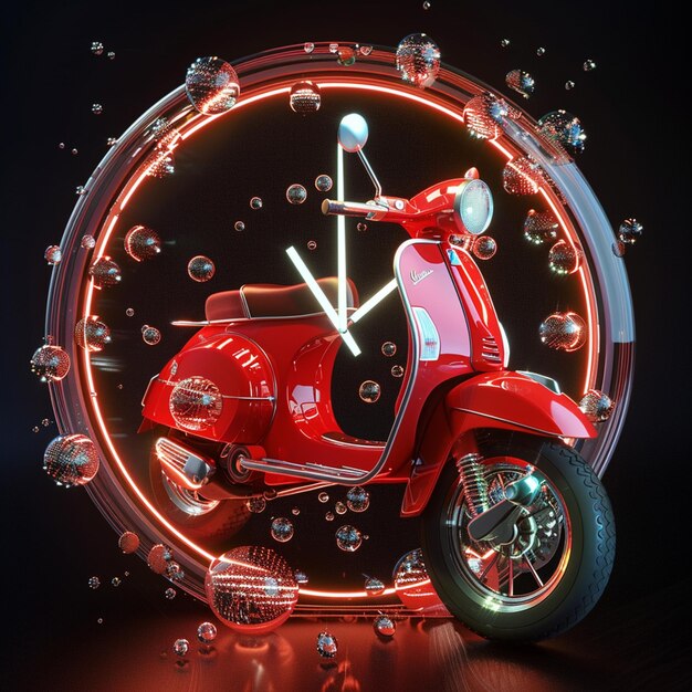 3D image of a red vespa illuminated by oxygen