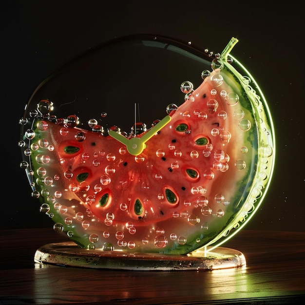 3D image of a watermelon illuminated by oxygen