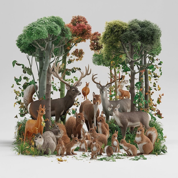 Photo 3d images of animals in the forest