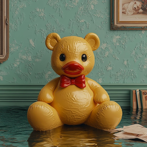 A 3D inflatable version of a classic toy like a rubber teddy bear