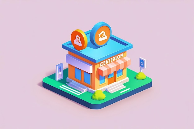 3D Information Center Icon Concept Illustration