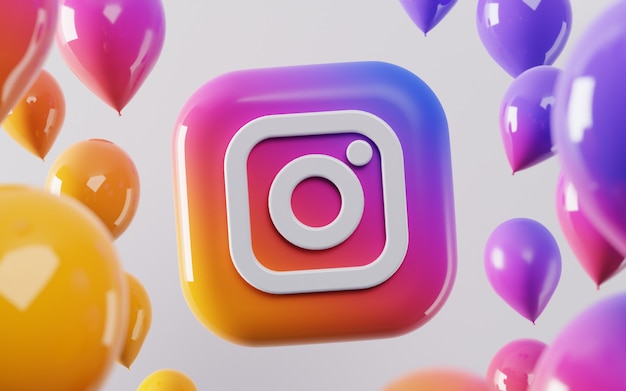 3d Instagram logo  with glossy balloons