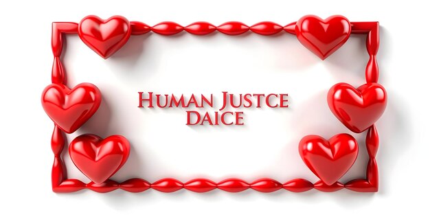 Photo 3d interlocking hearts border frame for human rights day messages symbolizing love justice and e