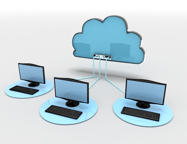 3d internet cloud concept. 3d rendered illustration