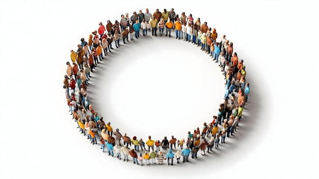 3D Interracial Family Circle with Belonging Text concept as An isolated vector of a circle formed by