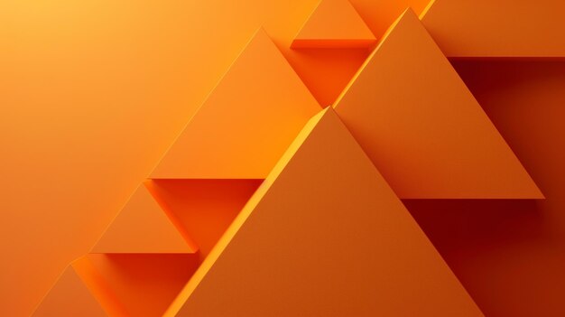 3d Intriguing Triangular Compositions on Warm Orange Background with Fine Grain