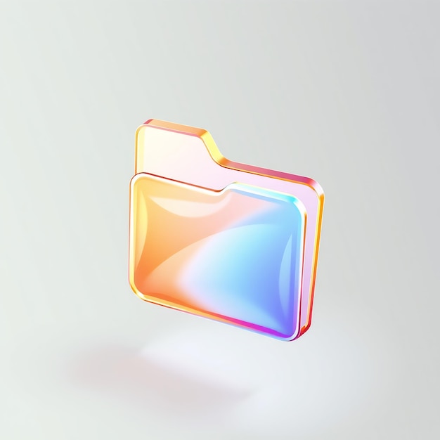 Photo 3d iridescent folder icon on white background