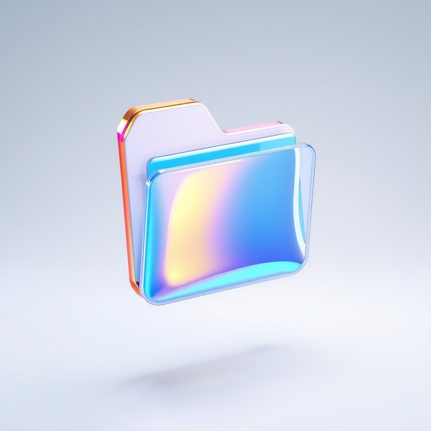 Photo 3d iridescent folder icon on a white background