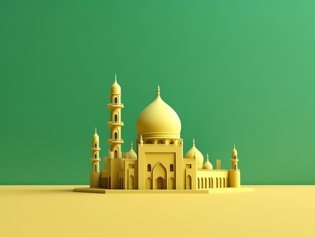 3d Islamic mosque element on minimalist background