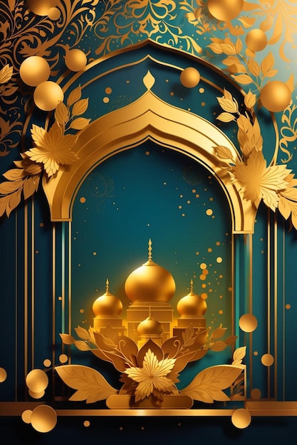 3d Islamic mosque and Pattern Background