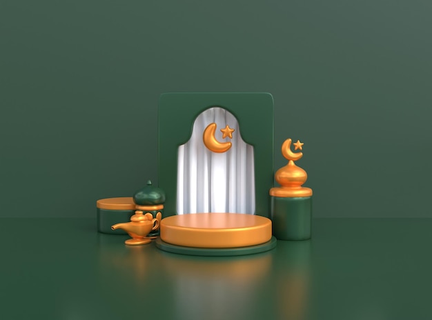 3D Islamic Ramadan Podium for product showcase